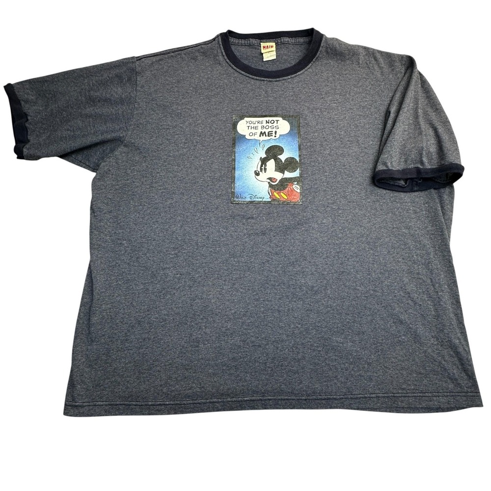 Main Street By Disney Shirt Mens XL Gray Mickey Mouse Graphic Quote Cartoon Tee
